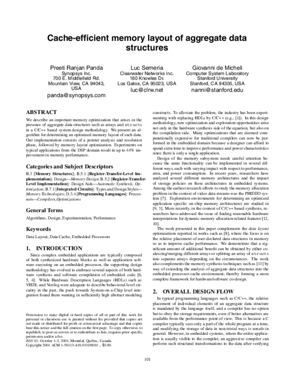 (PDF) Cache-efficient memory layout of aggregate data structures