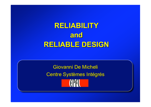 (PDF) Reliability and Reliable Design
