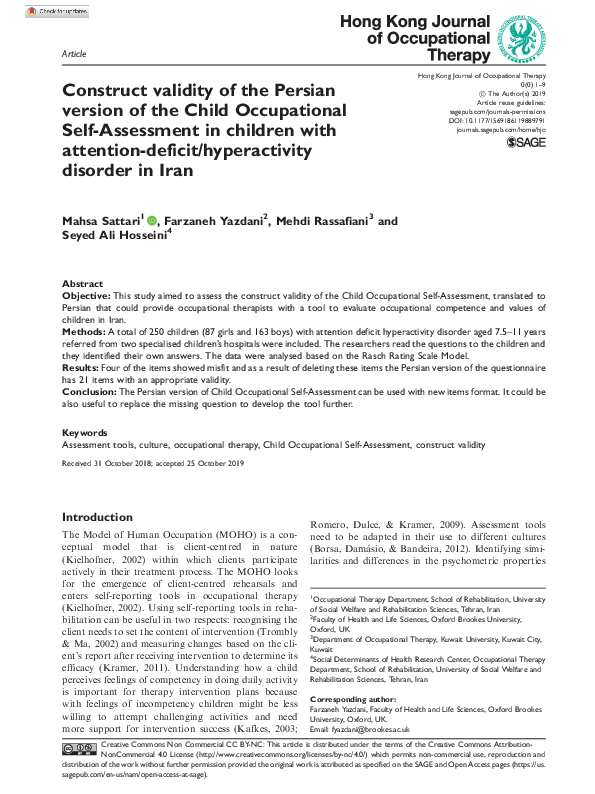 (PDF) Construct validity of the Persian version of the Child ...