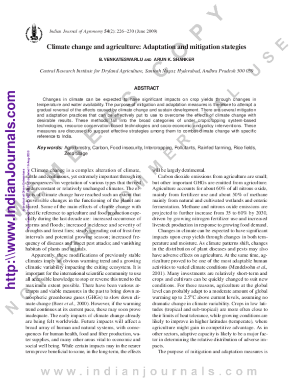 (PDF) Climate change and agriculture: Adaptation and mitigation stategies