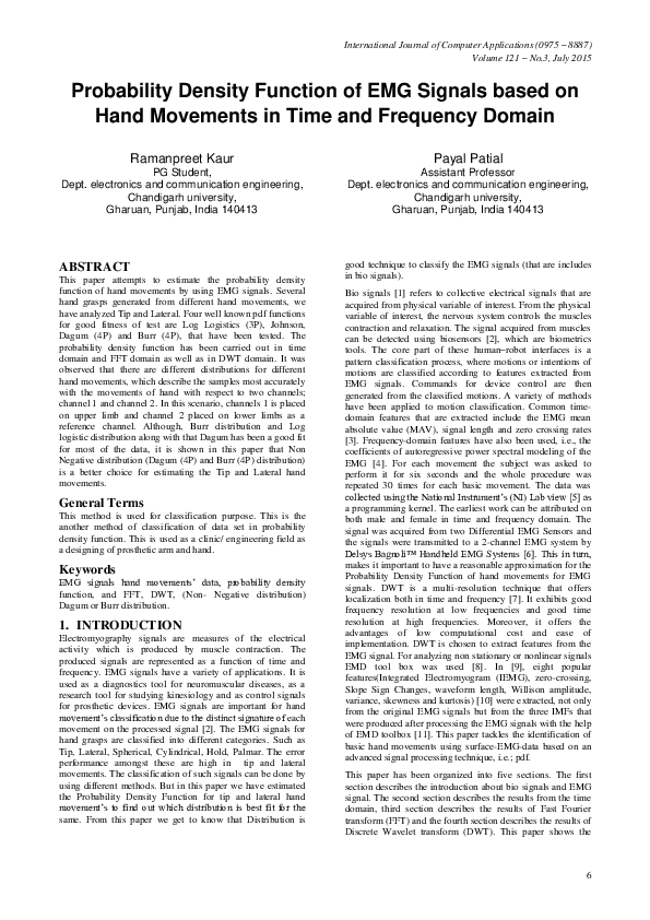(PDF) Probability Density Function of EMG Signals based on Hand ...