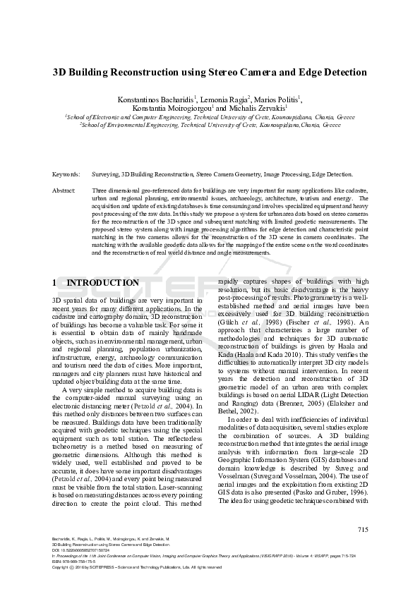 (PDF) 3D Building Reconstruction using Stereo Camera and Edge Detection
