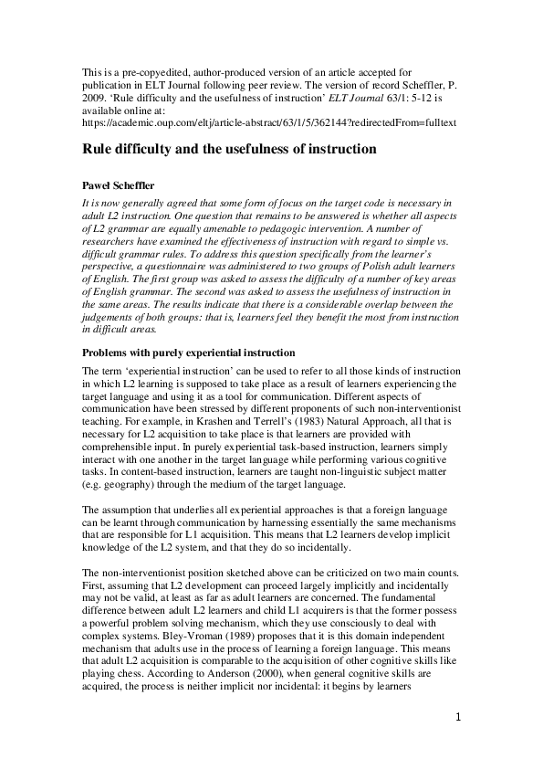 (PDF) Rule difficulty and the usefulness of instruction