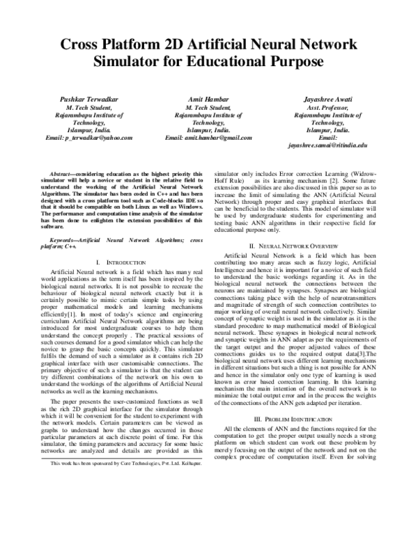 (PDF) Cross Platform 2D Artificial Neural Network Simulator for ...