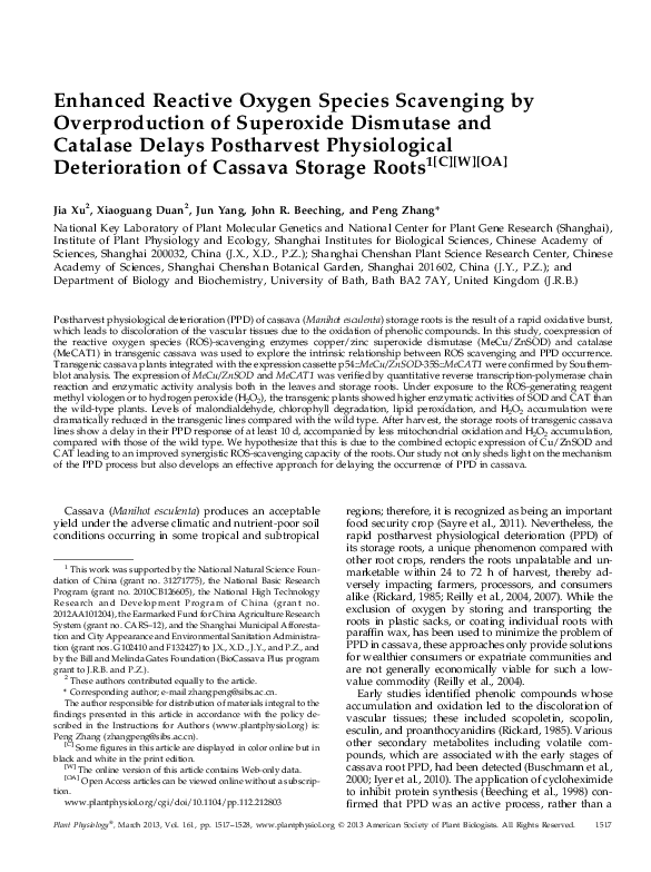 (PDF) Enhanced Reactive Oxygen Species Scavenging by Overproduction of