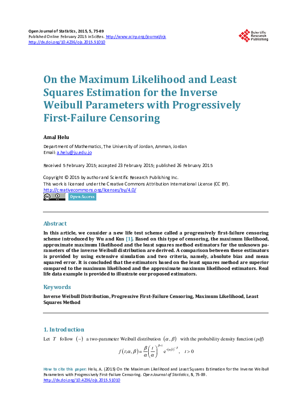 (PDF) On the Maximum Likelihood and Least Squares Estimation for the ...