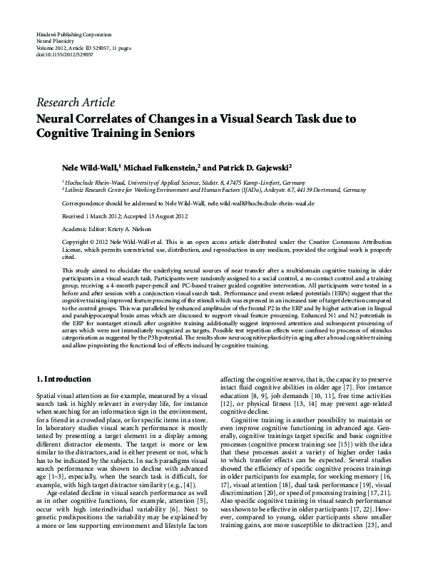 (PDF) Neural correlates of changes in a visual search task due to ...