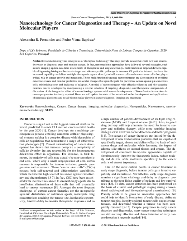 (PDF) Nanotechnology for Cancer Diagnostics and Therapy – An Update on ...