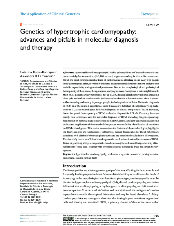 (PDF) Genetics of hypertrophic cardiomyopathy: advances and pitfalls in ...