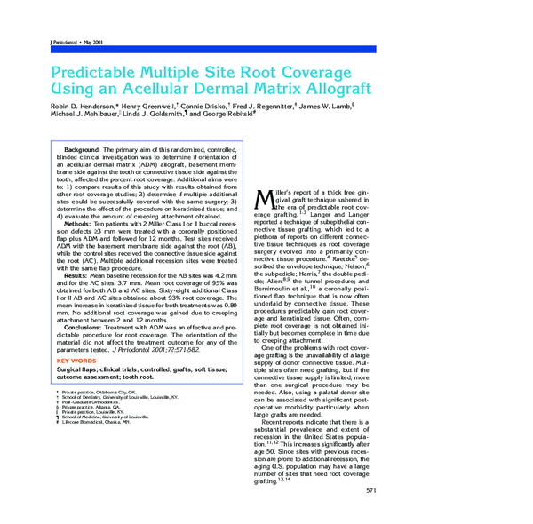 (PDF) Predictable Multiple Site Root Coverage Using an Acellular Dermal ...