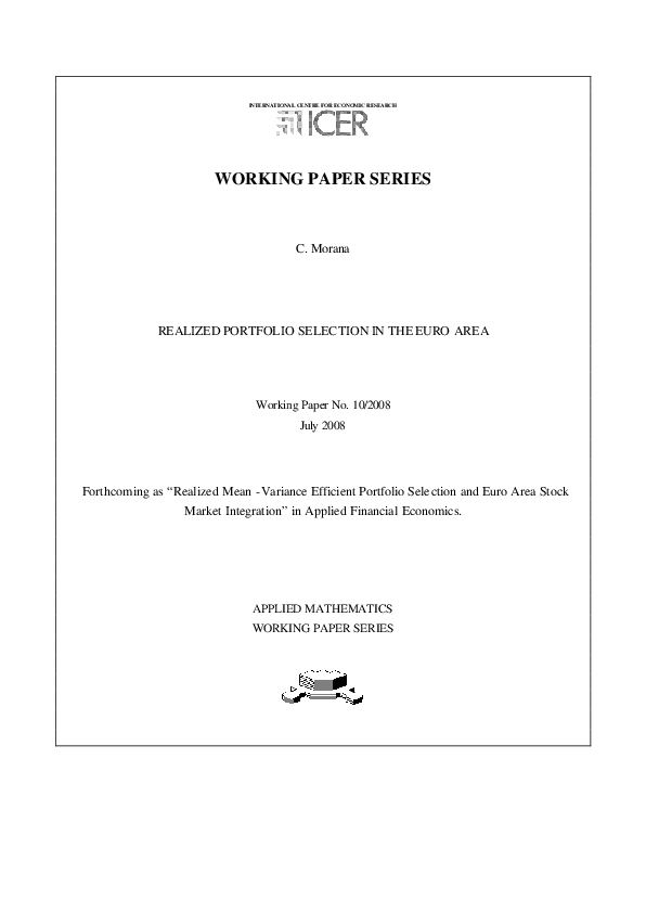  PDF Realized Mean variance Efficient Portfolio Selection And Euro Area Stock Market 