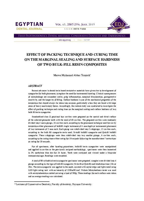 (PDF) Effect of packing technique and curing time on the marginal ...