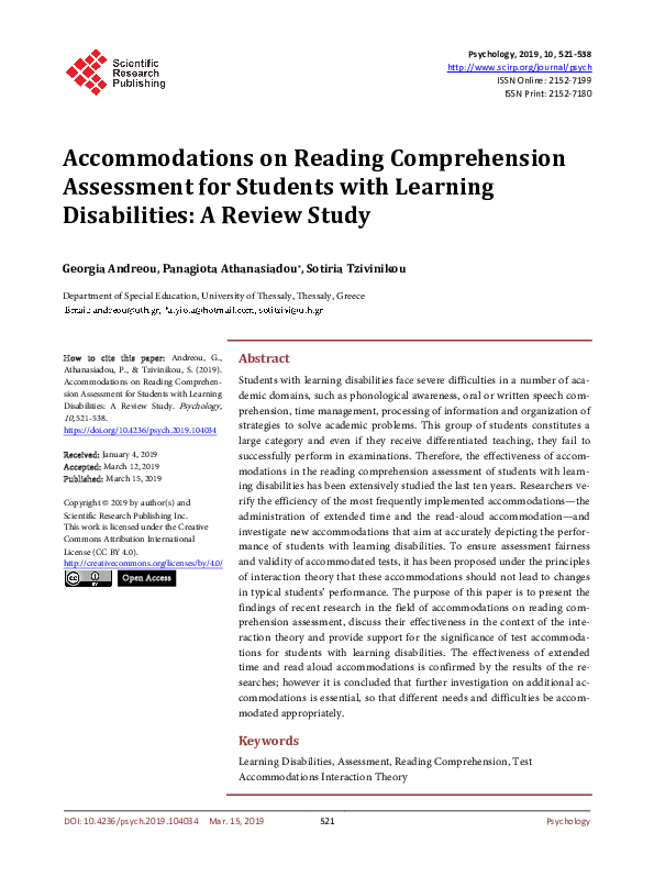 (PDF) on Reading Comprehension Assessment for Students