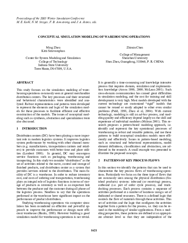(PDF) Conceptual Simulation Modeling of Warehousing Operations