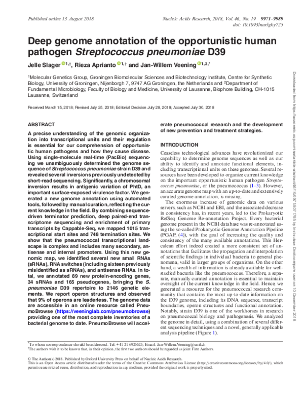 (PDF) Deep genome annotation of the opportunistic human pathogen ...