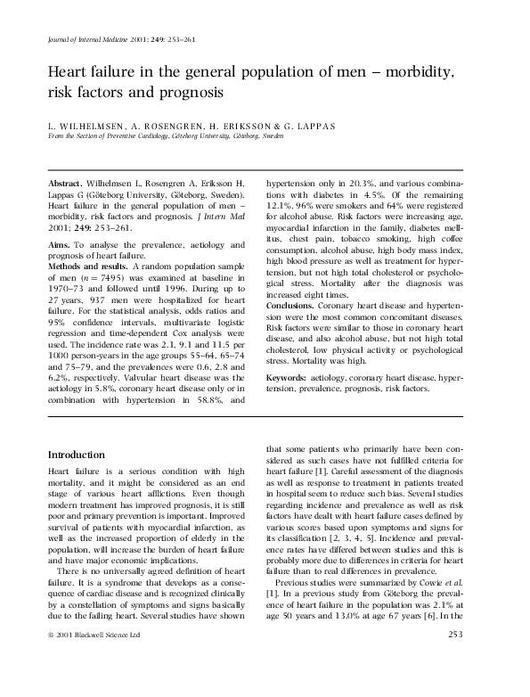 (PDF) Heart failure in the general population of men - morbidity, risk ...