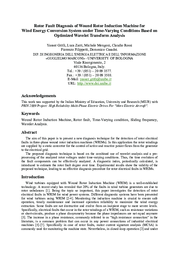(PDF) Rotor fault diagnosis of wound rotor induction machine for wind ...