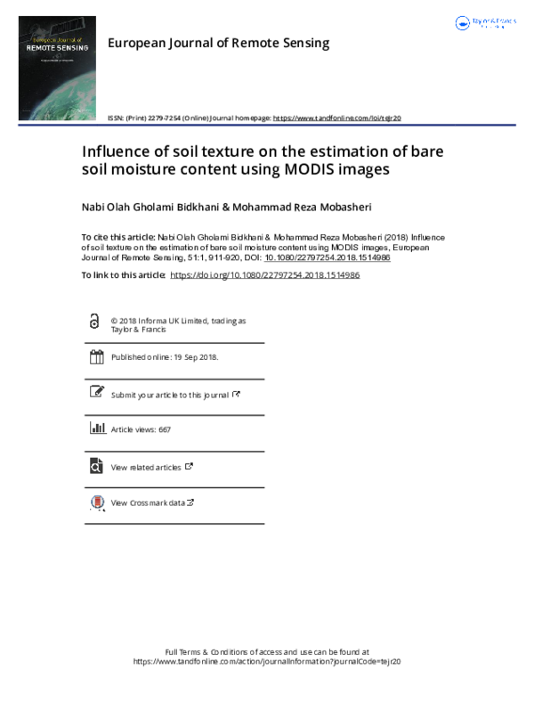 (PDF) Influence of soil texture on the estimation of bare soil moisture ...