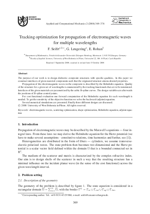 (PDF) Tracking optimization for propagation of electromagnetic waves ...