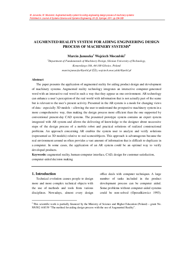 (PDF) Augmented reality system for aiding engineering design process of ...