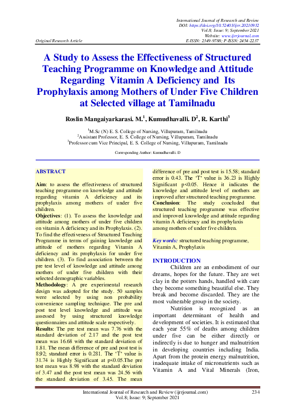 (PDF) A Study to Assess the Effectiveness of Structured Teaching ...