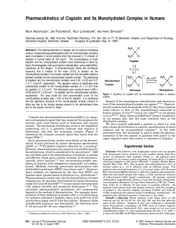 (PDF) Pharmacokinetics of cisplatin and its monohydrated complex in humans