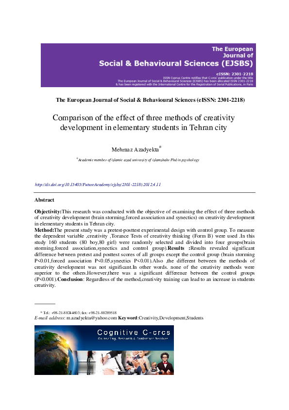 (PDF) Comparison of the effect of three methods of creativity ...