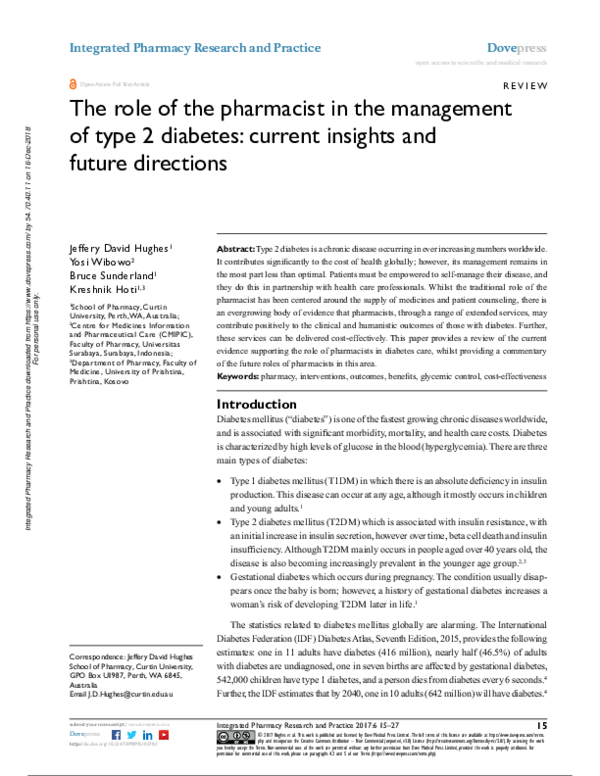 (PDF) The role of the pharmacist in the management of type 2 diabetes ...