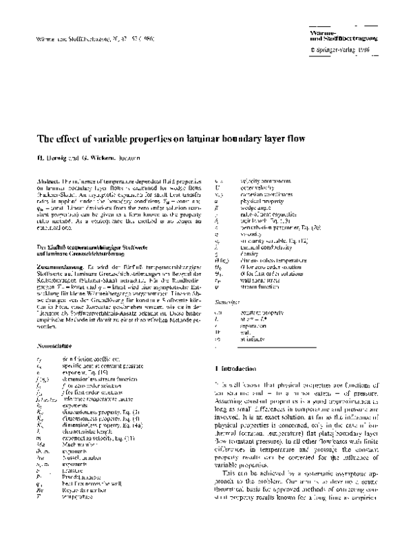 (PDF) The effect of variable properties on laminar boundary layer flow