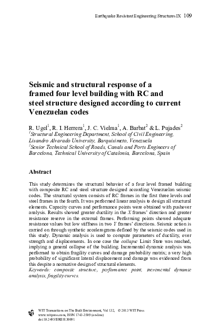 (PDF) Seismic and structural response of a framed four level building ...
