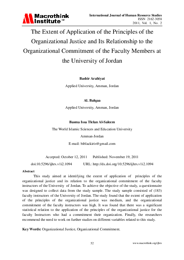 (PDF) The Extent of Application of the Principles of the Organizational ...