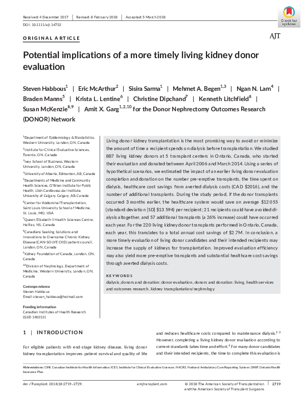 (PDF) Potential implications of a more timely living kidney donor ...