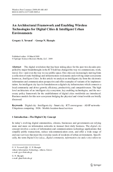(PDF) An Architectural Framework and Enabling Wireless Technologies for ...