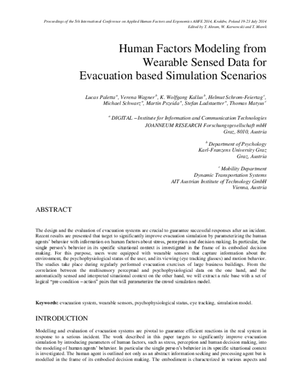 (PDF) Human Factors Modeling from Wearable Sensed Data for Evacuation ...