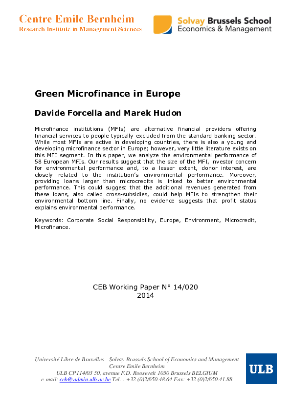 (PDF) Green Microfinance in Europe