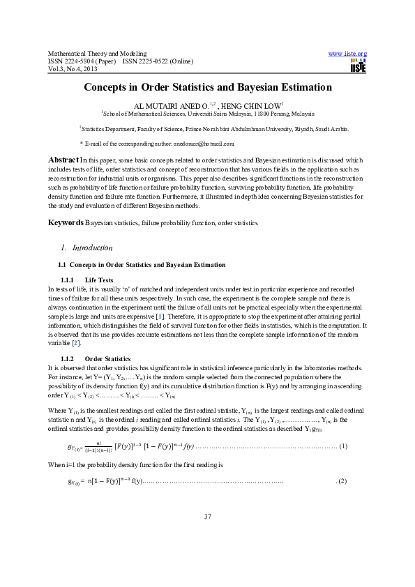  pdf concepts in order statistics and bayesian estimation heng low
