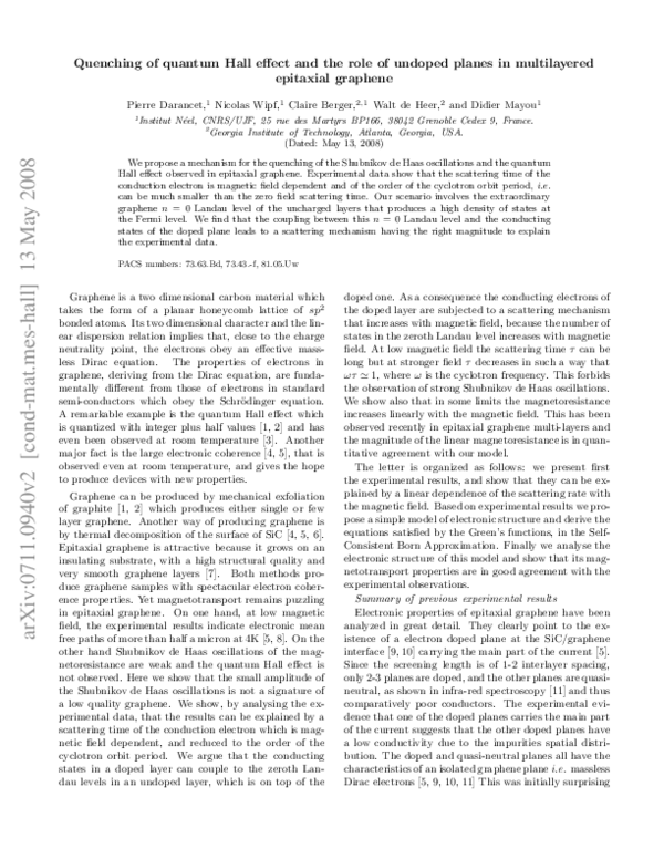 (PDF) Quenching of the Quantum Hall Effect in Multilayered Epitaxial ...