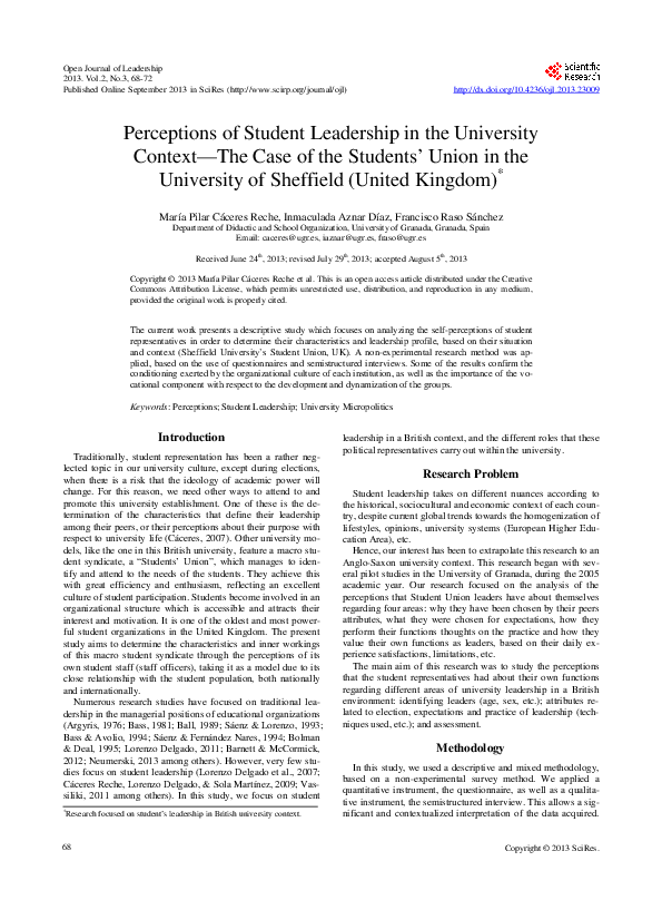 (PDF) Perceptions of Student Leadership in the University Context—The ...