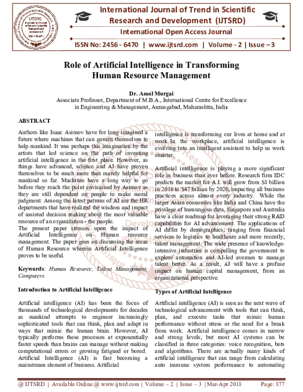 (PDF) Role of Artificial Intelligence in Transforming Human Resource ...
