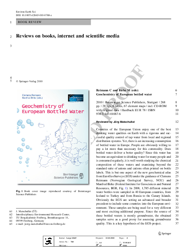 (PDF) Geochemistry of European bottled water