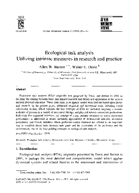 (PDF) Ecological task analysis utilizing intrinsic measures in research ...