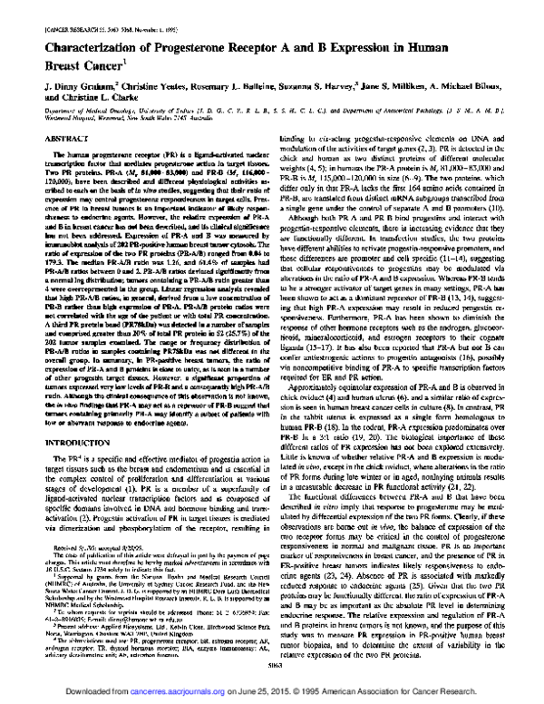 (PDF) Characterization of Progesterone Receptor A and B Expression in ...