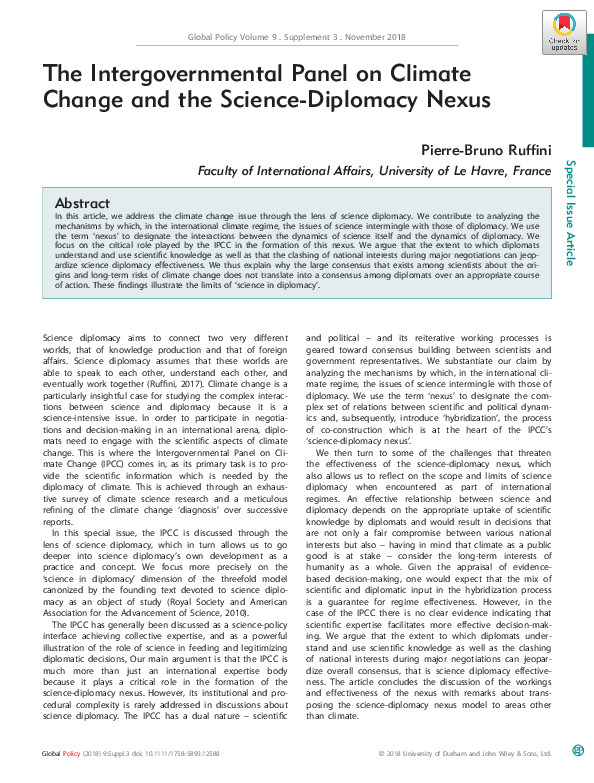 (PDF) The Intergovernmental Panel on Climate Change and the Science ...