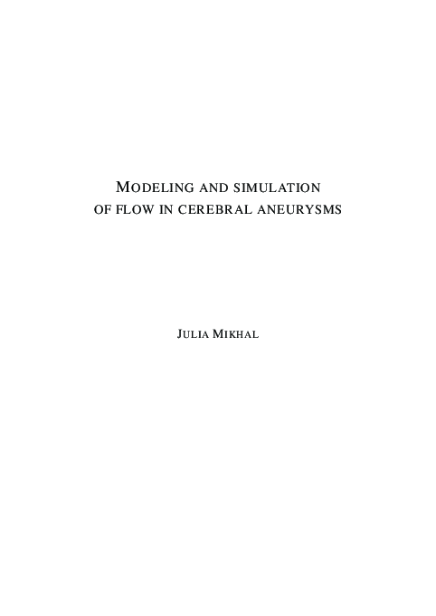 (PDF) Modeling and simulation of flow in cerebral aneurysms