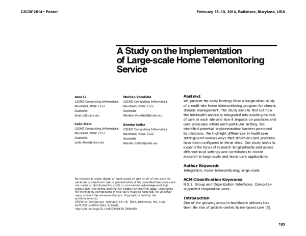 (PDF) A study on the implementation of large-scale home telemonitoring ...