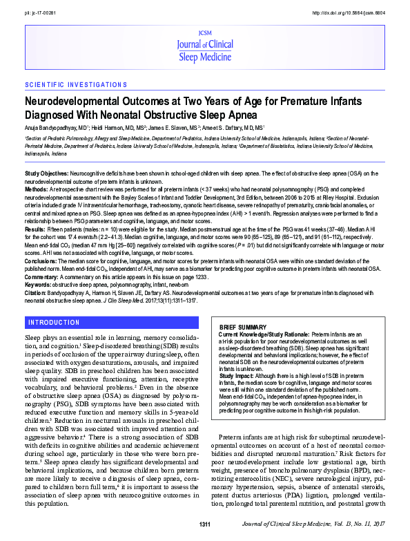 (PDF) Neurodevelopmental Outcomes at Two Years of Age for Premature ...