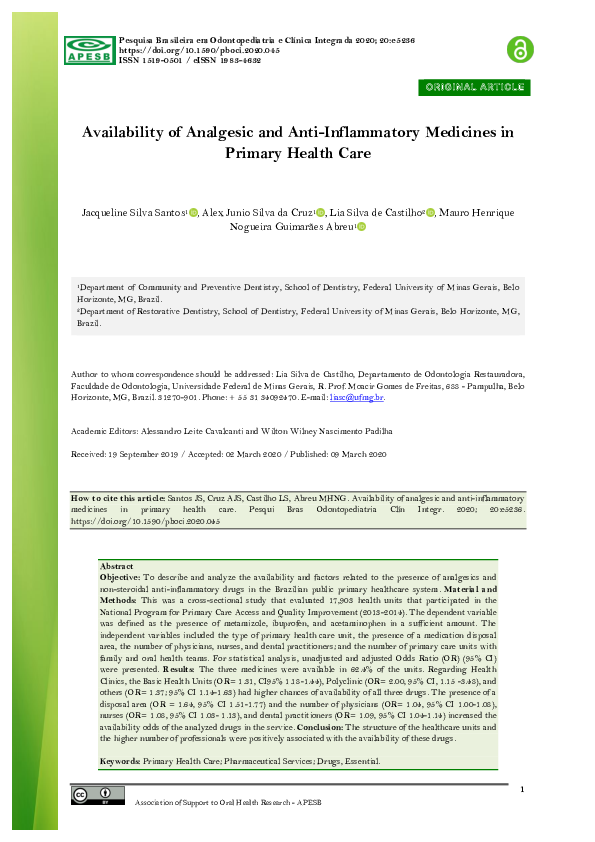 (PDF) Availability of Analgesic and Anti-Inflammatory Medicines in ...
