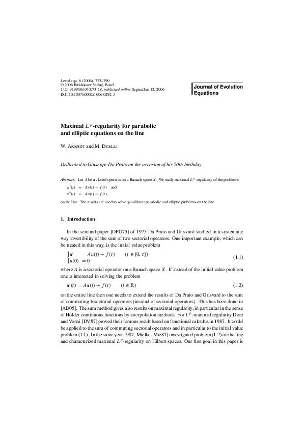 (PDF) Maximal Lp-regularity for parabolic and elliptic equations on the ...