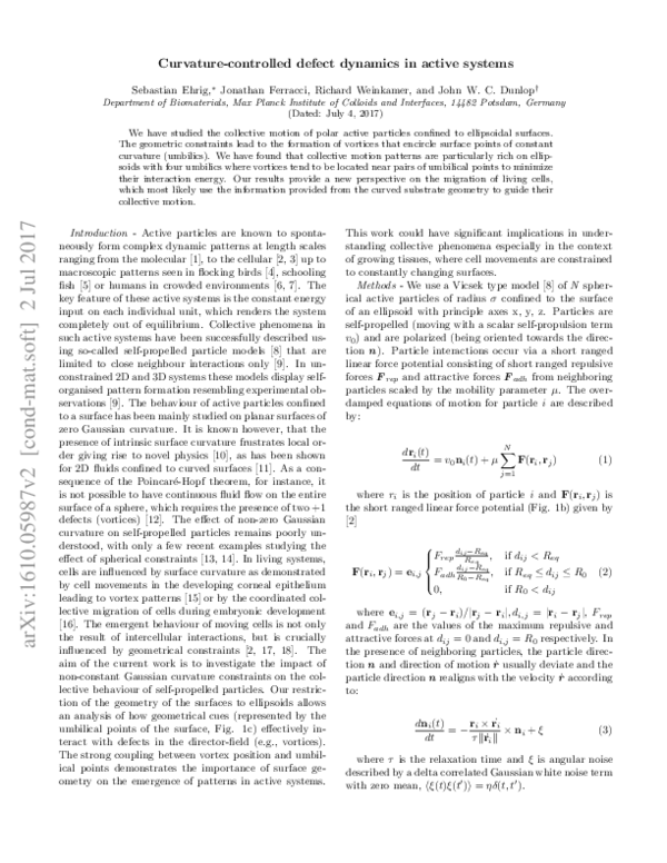 (PDF) Curvature-controlled defect dynamics in active systems