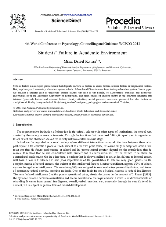 (PDF) Students’ Failure in Academic Environment